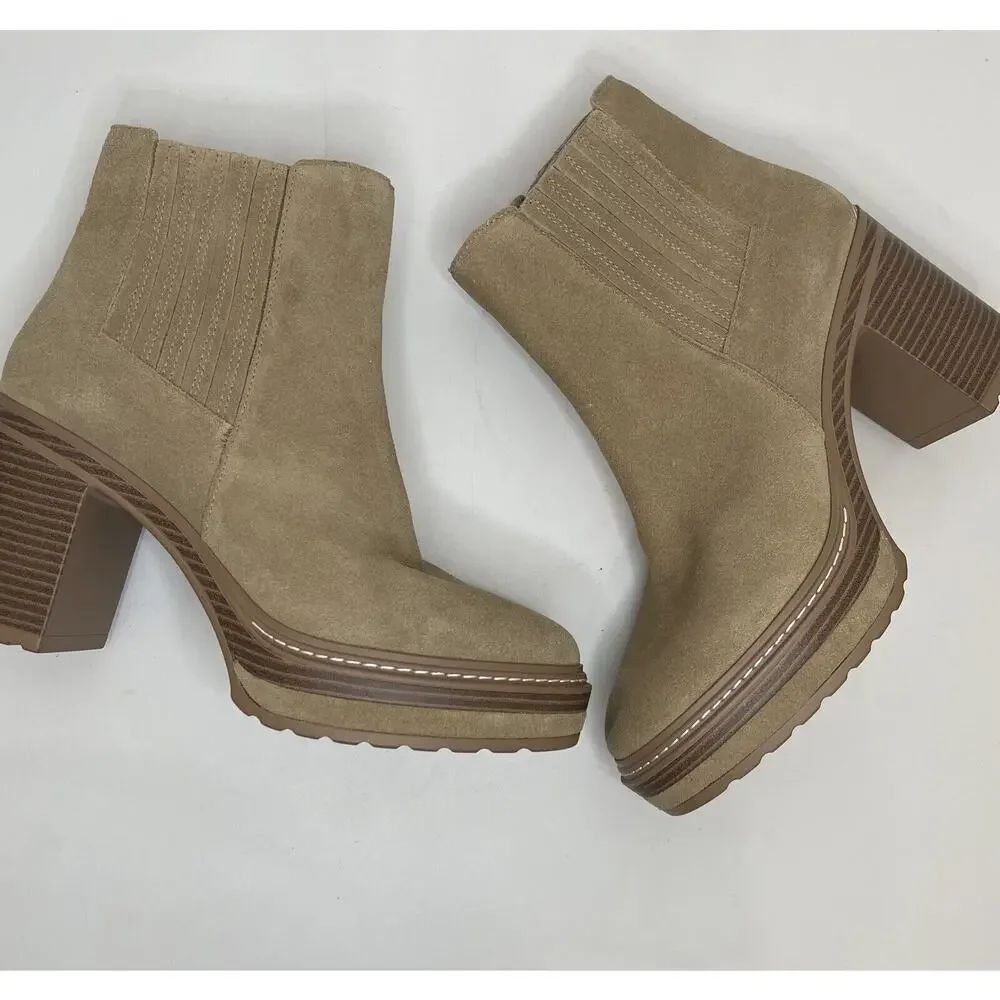 Steve Madden Womens Searches Boot Sand Suede Size 9.5 M New Without Box